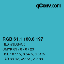 カラーコード: RGB 61.1 180.8 197 | qconv.com