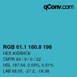 Farbcode: RGB 61.1 180.8 198 | qconv.com