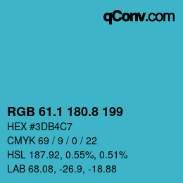 Color code: RGB 61.1 180.8 199 | qconv.com