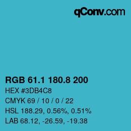 カラーコード: RGB 61.1 180.8 200 | qconv.com