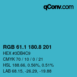 カラーコード: RGB 61.1 180.8 201 | qconv.com