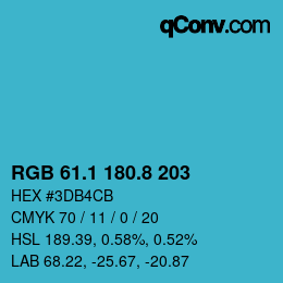 Color code: RGB 61.1 180.8 203 | qconv.com