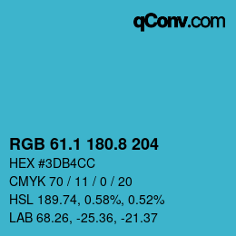 Color code: RGB 61.1 180.8 204 | qconv.com