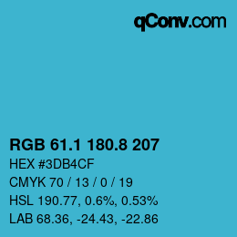 Color code: RGB 61.1 180.8 207 | qconv.com