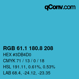 カラーコード: RGB 61.1 180.8 208 | qconv.com