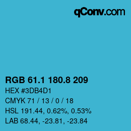 カラーコード: RGB 61.1 180.8 209 | qconv.com