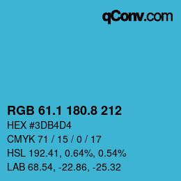 Color code: RGB 61.1 180.8 212 | qconv.com