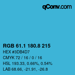 カラーコード: RGB 61.1 180.8 215 | qconv.com