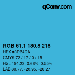 Color code: RGB 61.1 180.8 218 | qconv.com