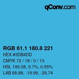 Color code: RGB 61.1 180.8 221 | qconv.com