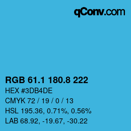 Farbcode: RGB 61.1 180.8 222 | qconv.com