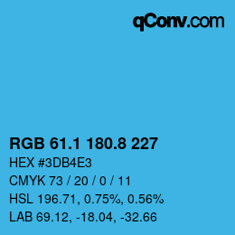 Color code: RGB 61.1 180.8 227 | qconv.com