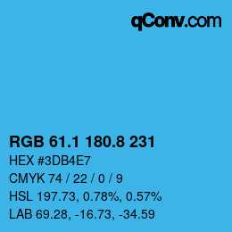 Color code: RGB 61.1 180.8 231 | qconv.com