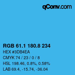 カラーコード: RGB 61.1 180.8 234 | qconv.com
