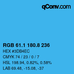 Color code: RGB 61.1 180.8 236 | qconv.com