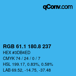 Color code: RGB 61.1 180.8 237 | qconv.com