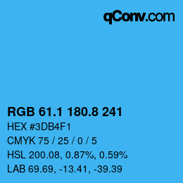 Color code: RGB 61.1 180.8 241 | qconv.com