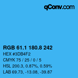 Color code: RGB 61.1 180.8 242 | qconv.com