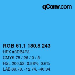 カラーコード: RGB 61.1 180.8 243 | qconv.com