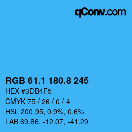 Color code: RGB 61.1 180.8 245 | qconv.com