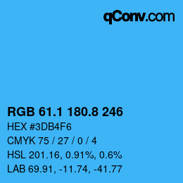 Color code: RGB 61.1 180.8 246 | qconv.com