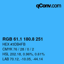 Color code: RGB 61.1 180.8 251 | qconv.com