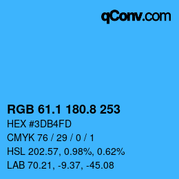カラーコード: RGB 61.1 180.8 253 | qconv.com
