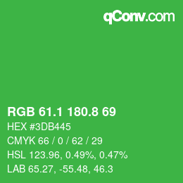カラーコード: RGB 61.1 180.8 69 | qconv.com