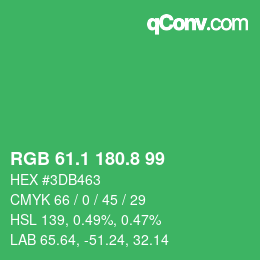 カラーコード: RGB 61.1 180.8 99 | qconv.com