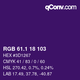 カラーコード: RGB 61.1 18 103 | qconv.com