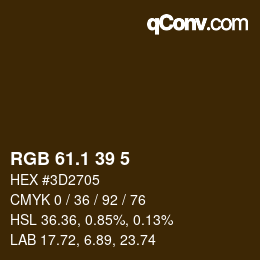 カラーコード: RGB 61.1 39 5 | qconv.com