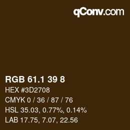 カラーコード: RGB 61.1 39 8 | qconv.com