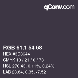 カラーコード: RGB 61.1 54 68 | qconv.com