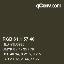 カラーコード: RGB 61.1 57 40 | qconv.com