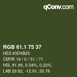カラーコード: RGB 61.1 75 37 | qconv.com