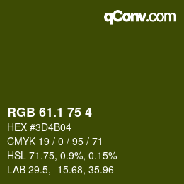 カラーコード: RGB 61.1 75 4 | qconv.com