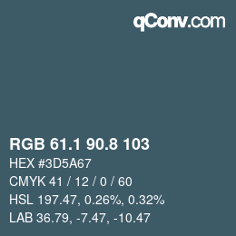 Color code: RGB 61.1 90.8 103 | qconv.com