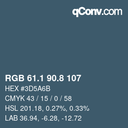 Color code: RGB 61.1 90.8 107 | qconv.com
