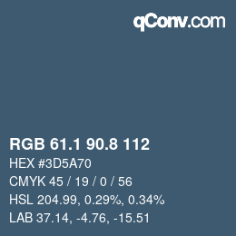 Color code: RGB 61.1 90.8 112 | qconv.com