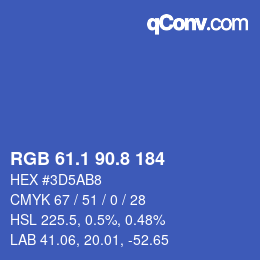 カラーコード: RGB 61.1 90.8 184 | qconv.com