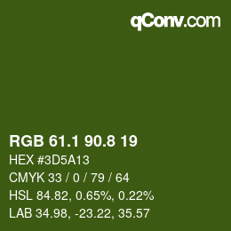 Color code: RGB 61.1 90.8 19 | qconv.com