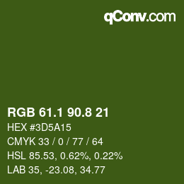 カラーコード: RGB 61.1 90.8 21 | qconv.com