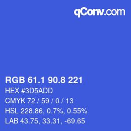 カラーコード: RGB 61.1 90.8 221 | qconv.com