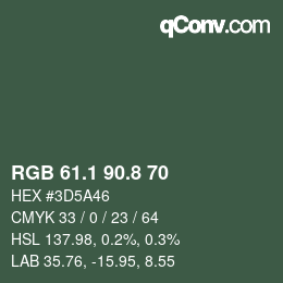 カラーコード: RGB 61.1 90.8 70 | qconv.com