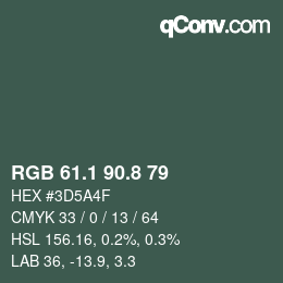 カラーコード: RGB 61.1 90.8 79 | qconv.com
