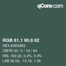 カラーコード: RGB 61.1 90.8 82 | qconv.com