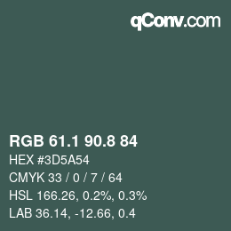 Color code: RGB 61.1 90.8 84 | qconv.com
