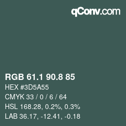 カラーコード: RGB 61.1 90.8 85 | qconv.com