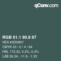 Color code: RGB 61.1 90.8 87 | qconv.com