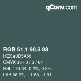 Color code: RGB 61.1 90.8 88 | qconv.com